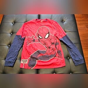 Boys Xl 14 16 Marvel Spiderman Long Skeeve Tshirt Euc